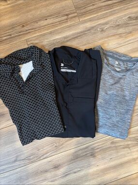 all in motion Men's Black Polo and Knit Tops Trio - Black & Gray